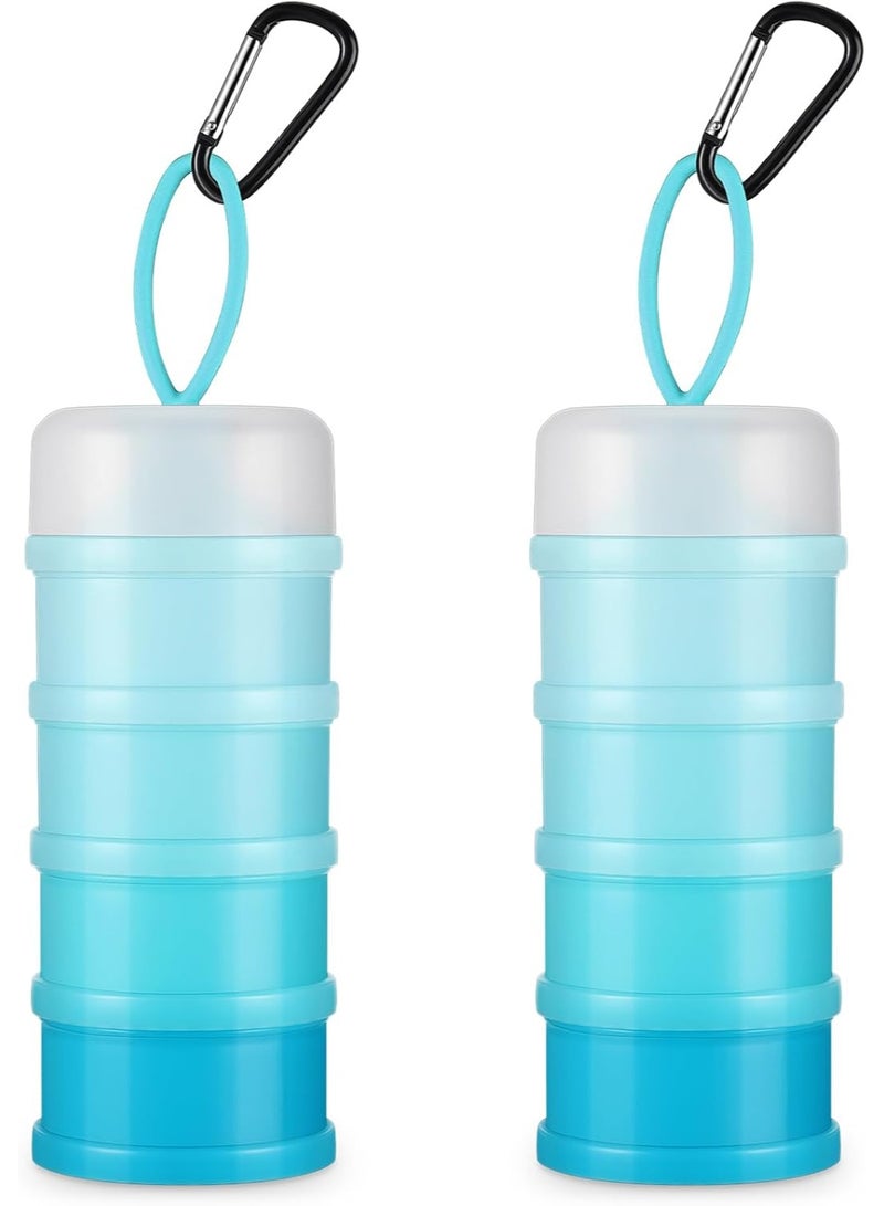 حاوية البروتين 2 جهاز كمبيوتر شخصي مع القمود الوقوف ، 4 موزع مضاد للتسرب القابل للتراكم ، حاوية مسحوق سلاسل المفاتيح المحمولة للتمرين ، اللياقة البدنية ، السفر (الأزرق) - Image 1